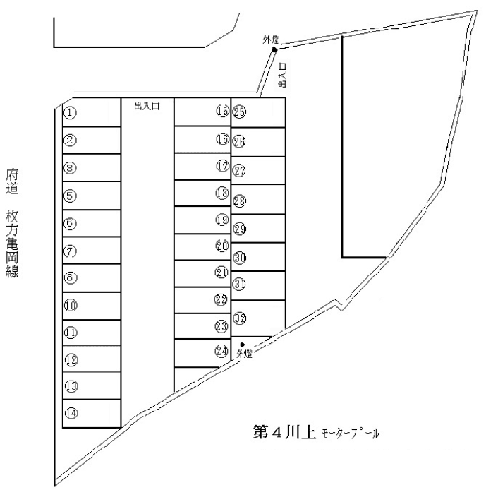 第4川上 ﾓｰﾀｰﾌﾟｰﾙの駐車配置図