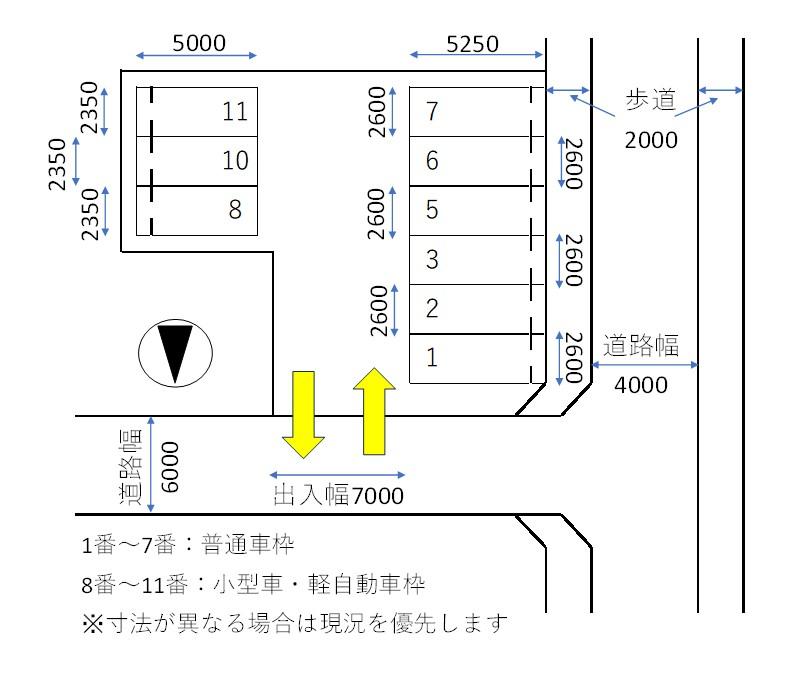 諏訪モータープールの駐車配置図