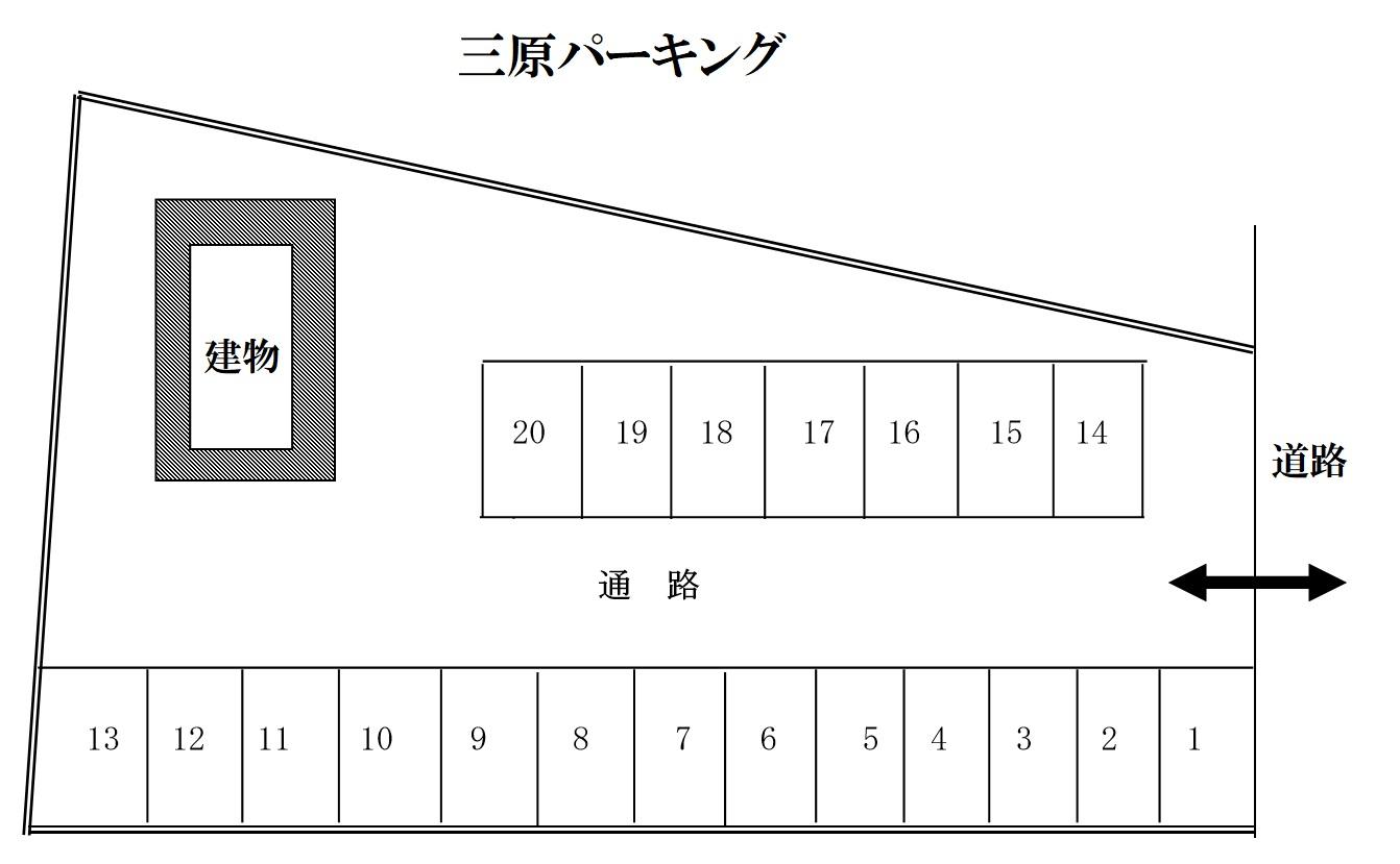 三原パーキングの駐車配置図