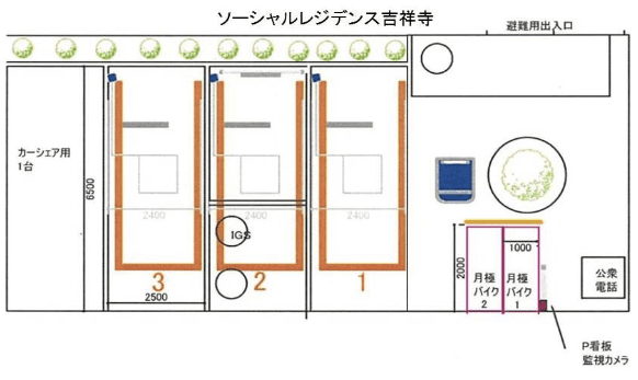 武蔵野中町第1駐車場の駐車配置図