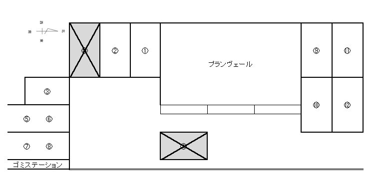 プランヴェールの駐車配置図