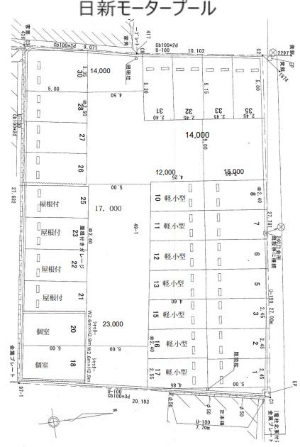 日新モータープールの駐車配置図