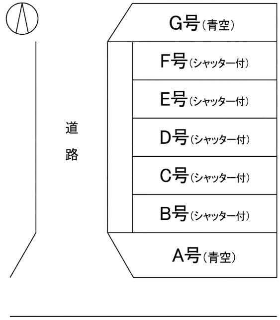 豊田シャッター付駐車場の駐車配置図