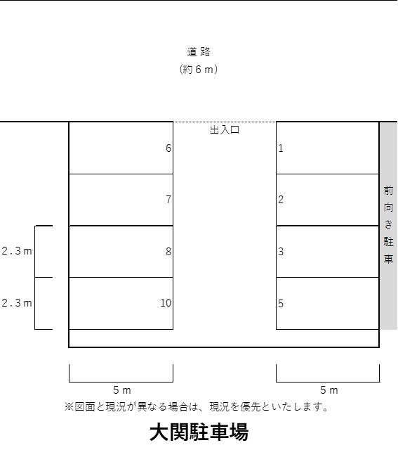 大関駐車場の駐車配置図