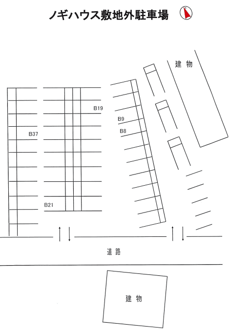 ノギハウス敷地外駐車場の駐車配置図