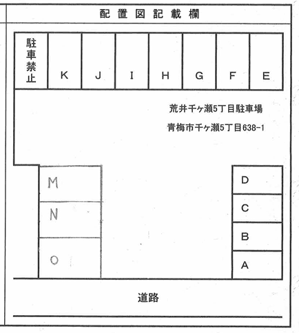 荒井千ヶ瀬5丁目駐車場の駐車配置図