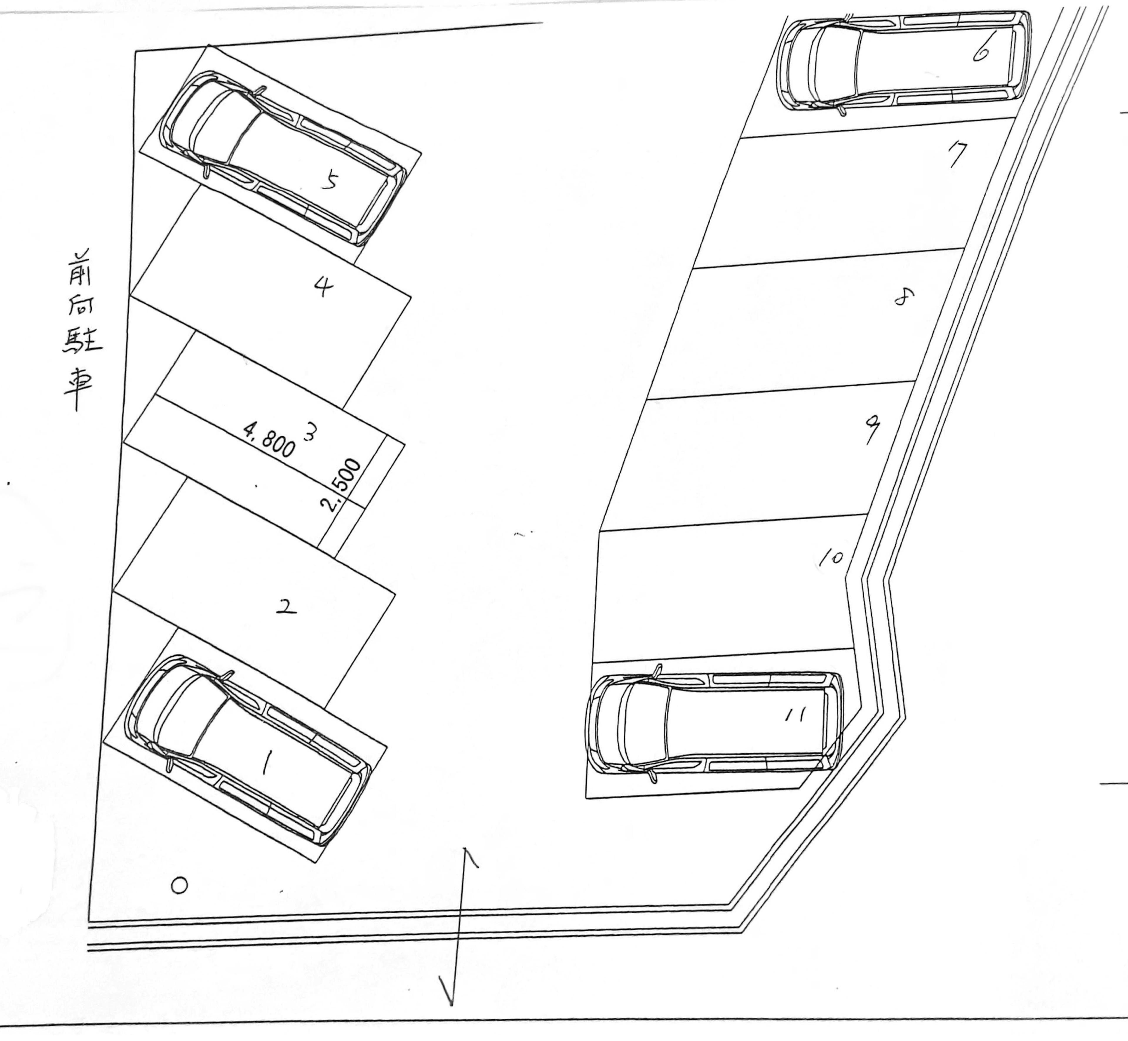 松田商事駐車場の駐車配置図