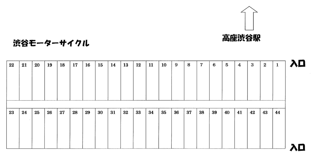 渋谷ﾓｰﾀｰｻｲｸﾙの駐車配置図