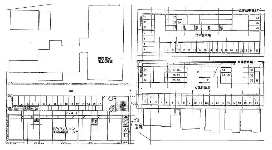 丸竹マンション立体駐車場（1F)の駐車配置図