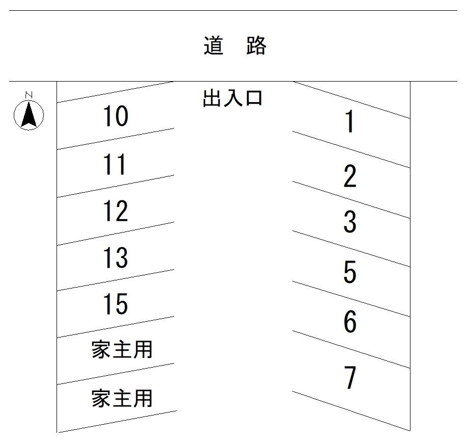 横溝月極駐車場の駐車配置図