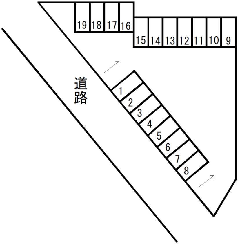 若生パーキングⅡの駐車配置図