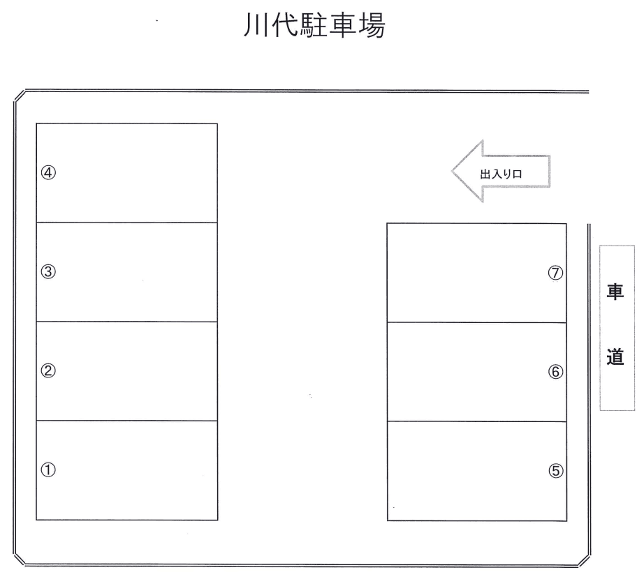川代駐車場の駐車配置図