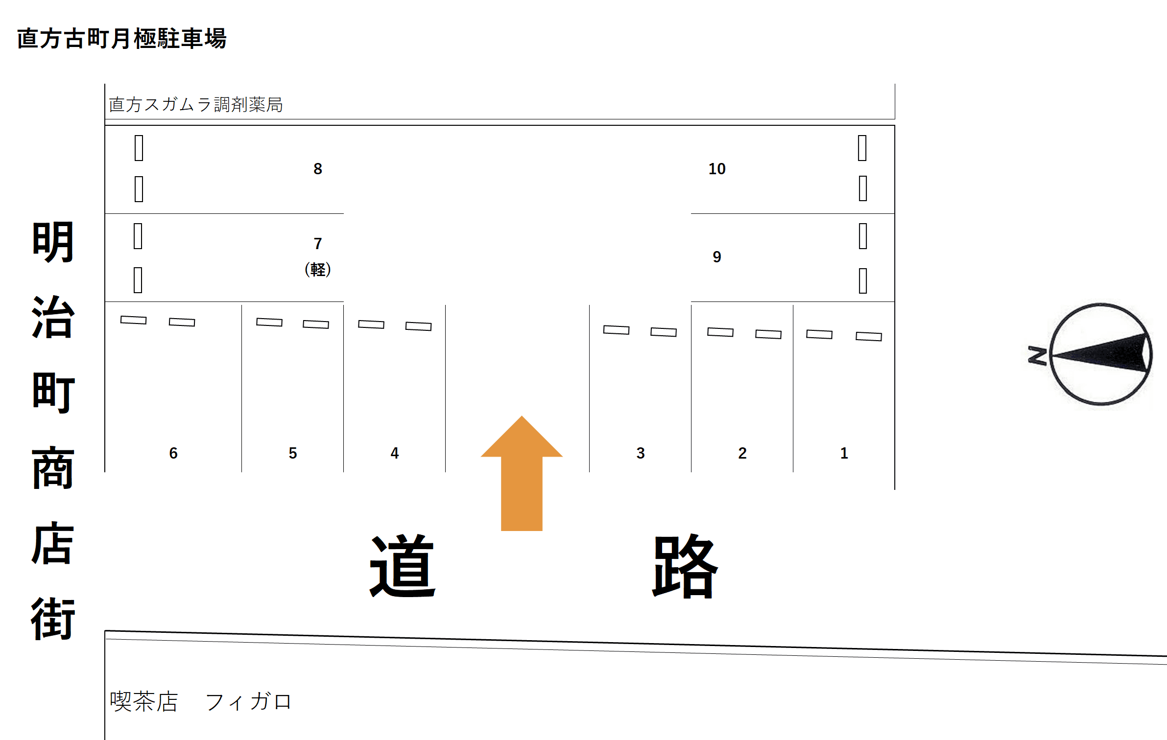 直方古町月極駐車場の駐車配置図