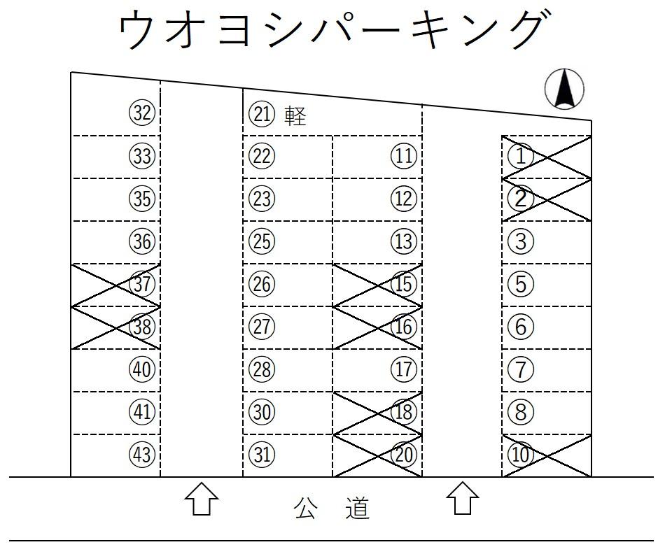 ウオヨシパーキングの駐車配置図