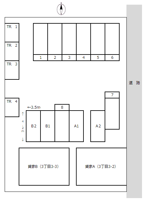 御幸笛田3丁目駐車場の駐車配置図
