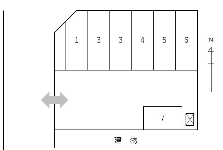 北大宮台駐車場の駐車配置図