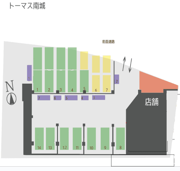 トーマス南城の駐車配置図