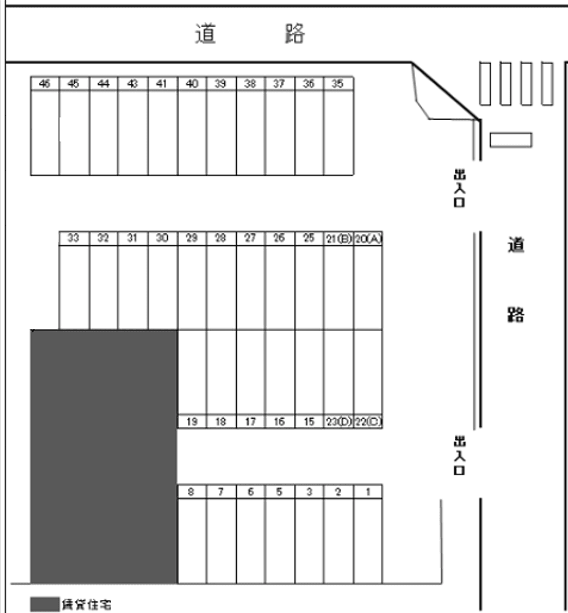 西初石6440351駐車場の駐車配置図