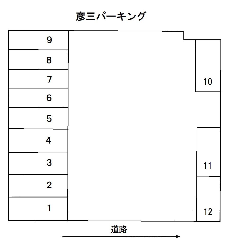 彦三パーキングの駐車配置図