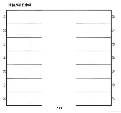 清納月極駐車場の駐車配置図