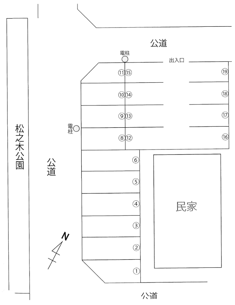 豊田駐車場(貴也）の駐車配置図