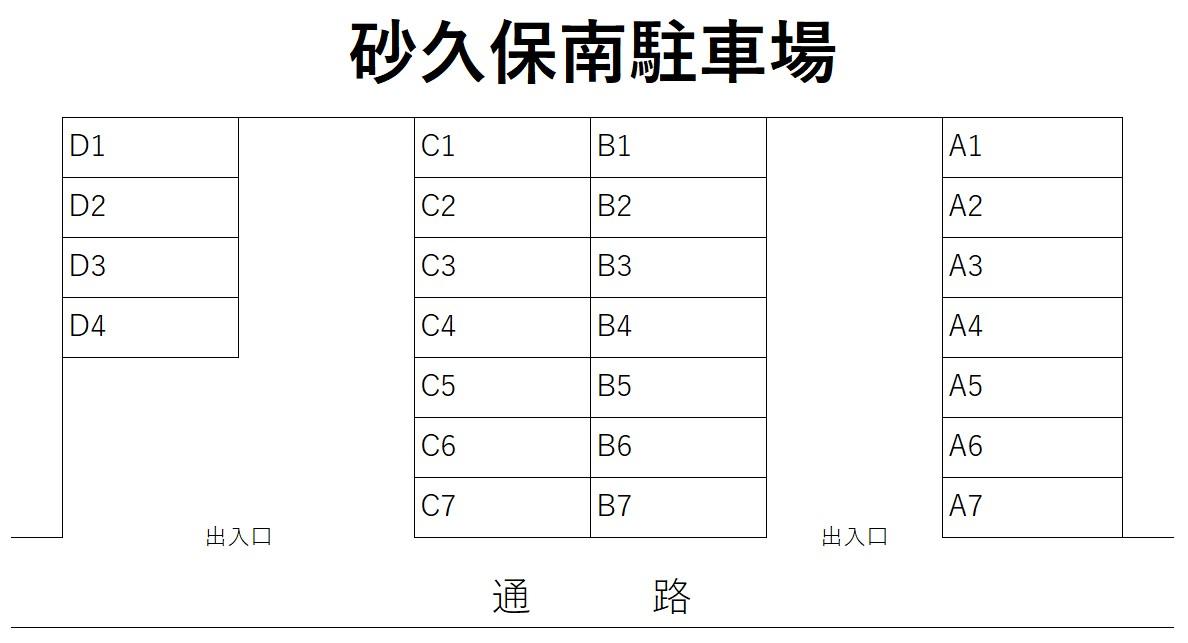 砂久保南駐車場の駐車配置図