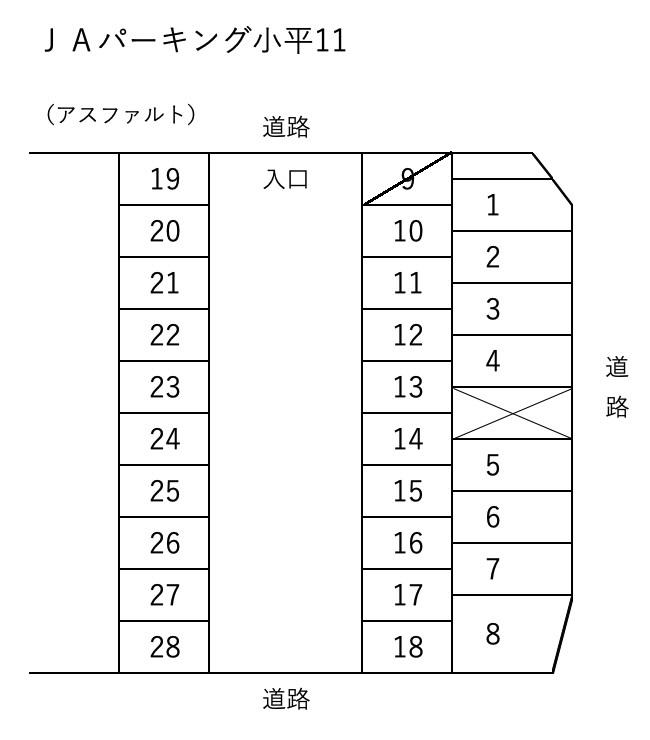 ＪＡパーキング小平11の駐車配置図