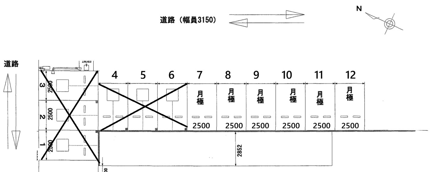 アサヒパーク川内第3の駐車配置図