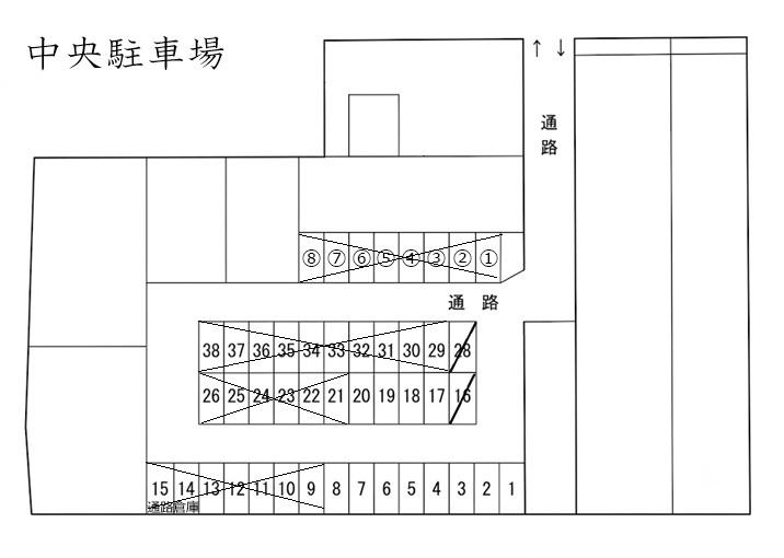 中央駐車場の駐車配置図