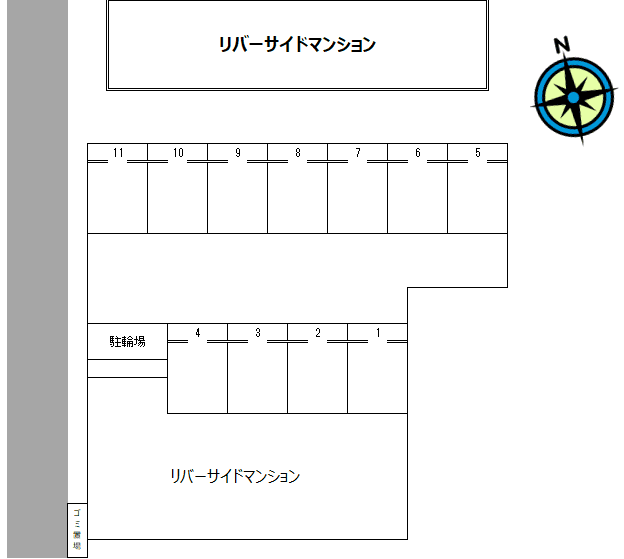 リバーサイドマンションの駐車配置図