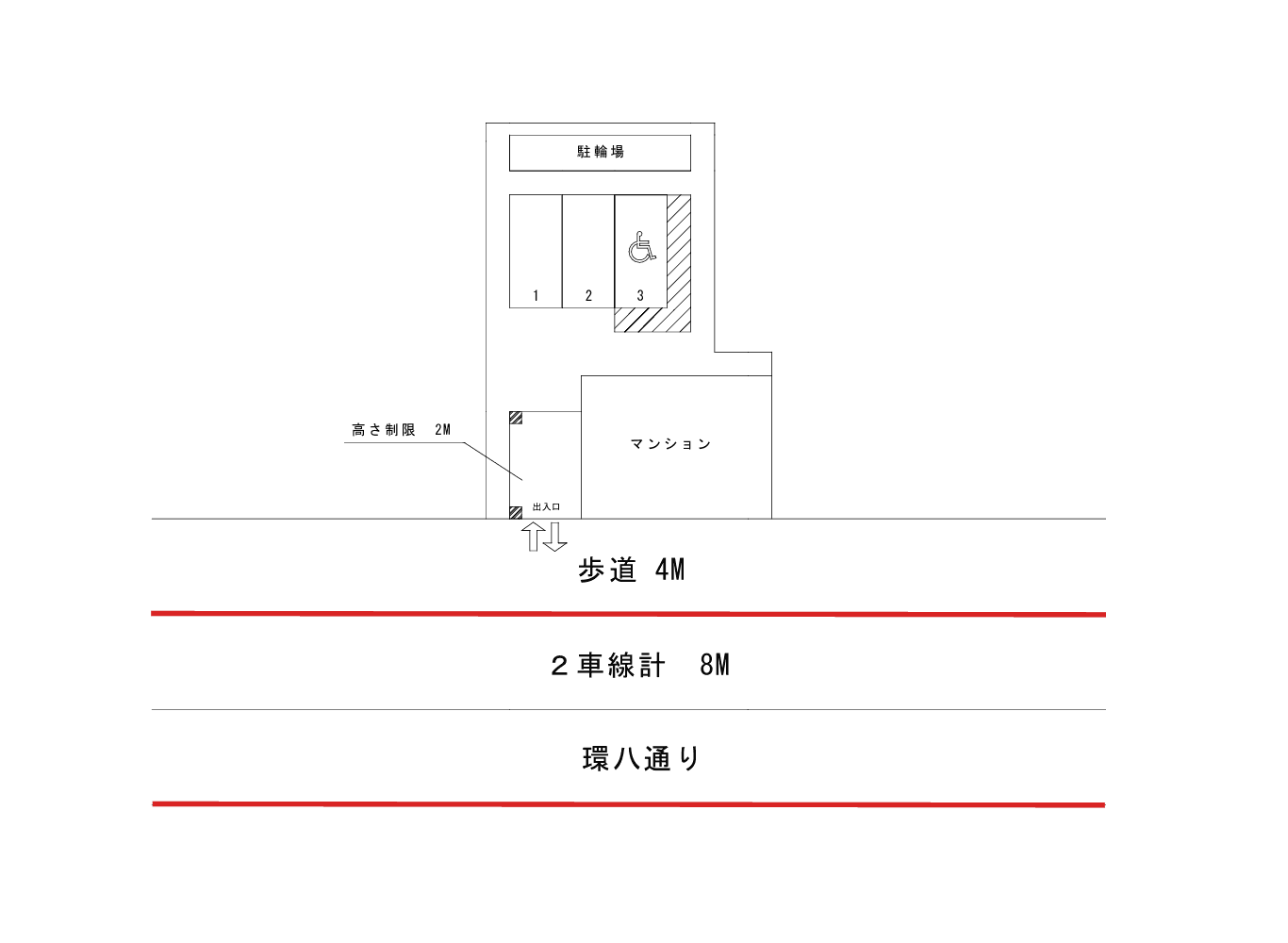 板橋区小豆沢4丁目駐車場の駐車配置図