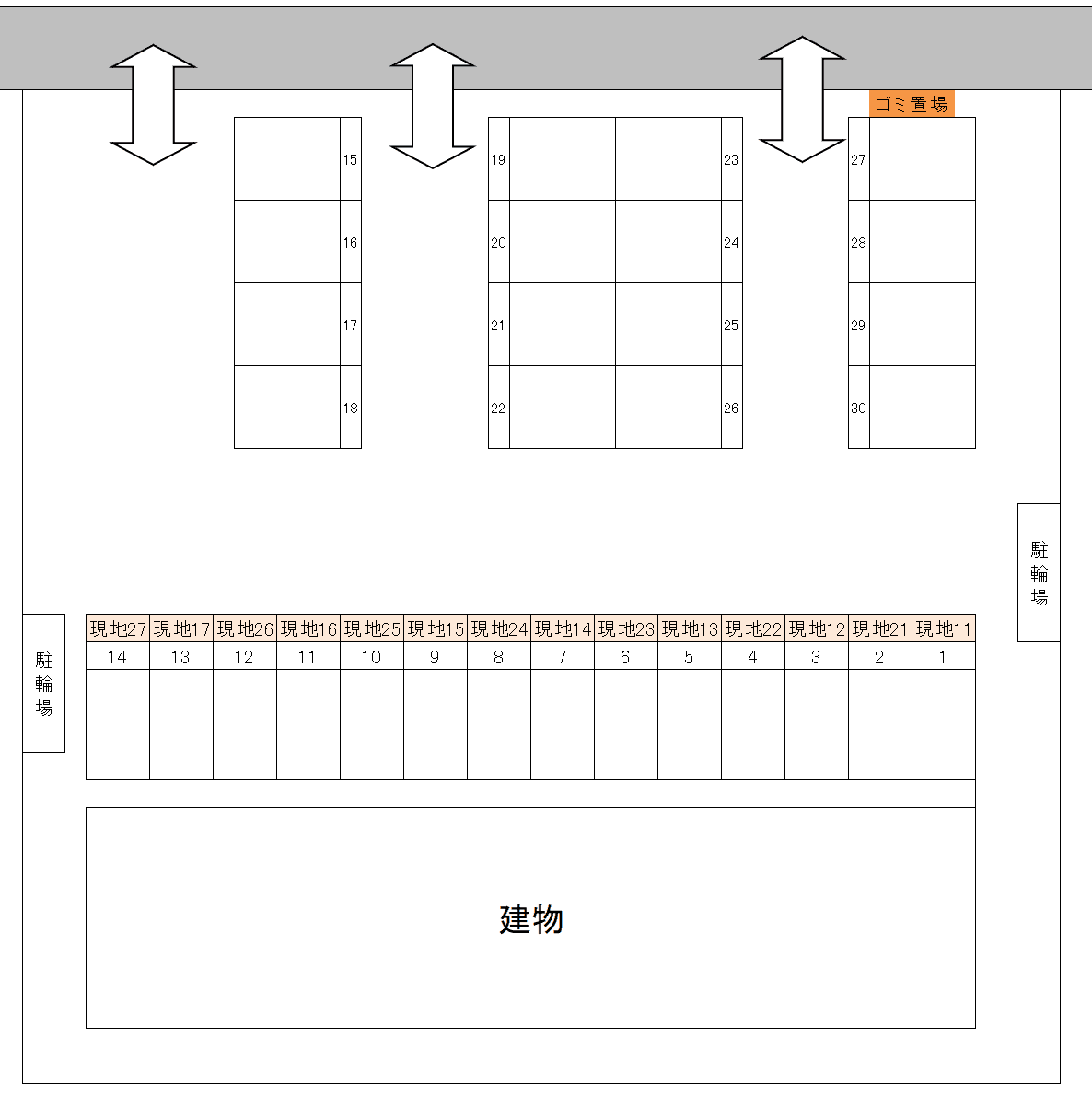 レジデンス田中の駐車配置図