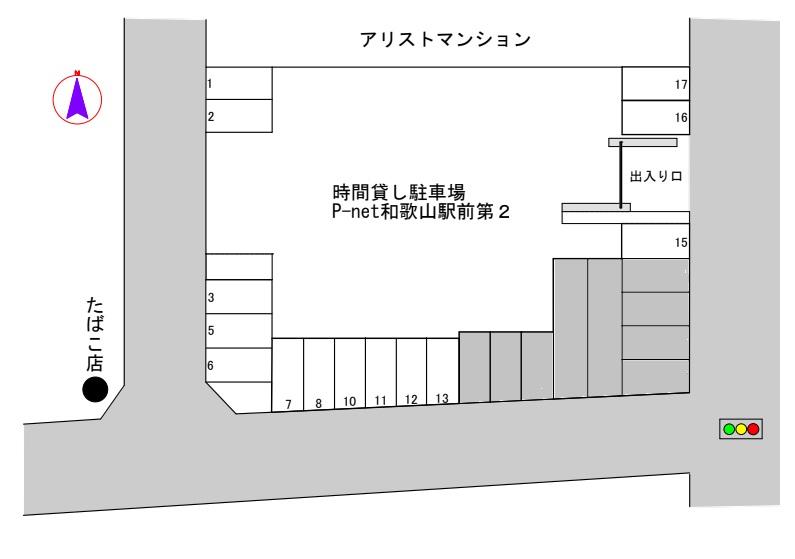和歌山市黒田(P-net和歌山駅前第3・A)の駐車配置図