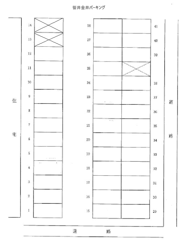 笹井金井キタノパーキングの駐車配置図