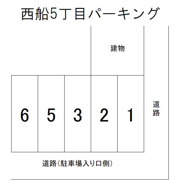 西船5丁目パーキングの駐車配置図
