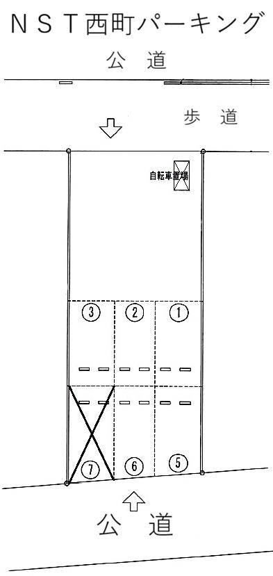 NST西町パーキングの駐車配置図