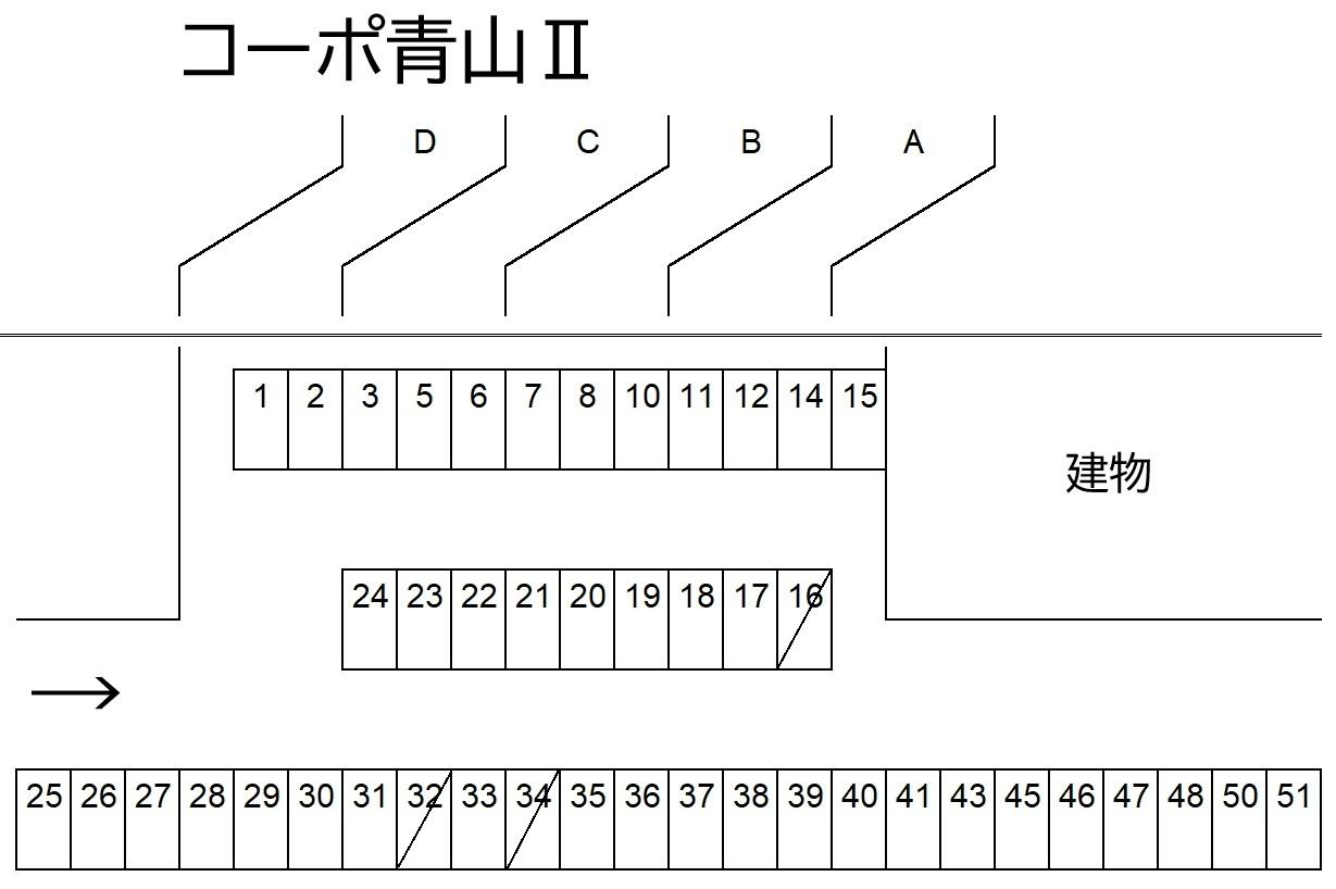 コーポ青山Ⅱの駐車配置図