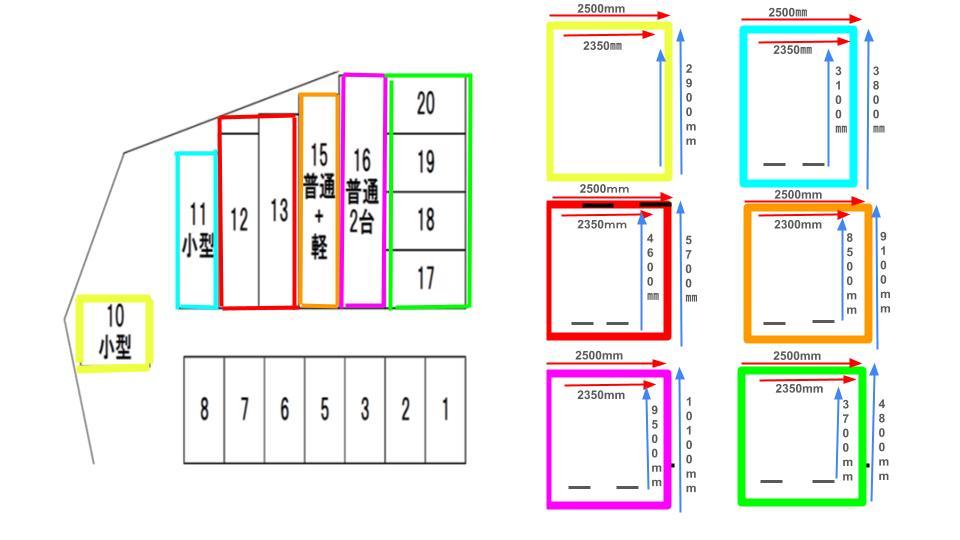 昭和町Iパーキングの駐車配置図