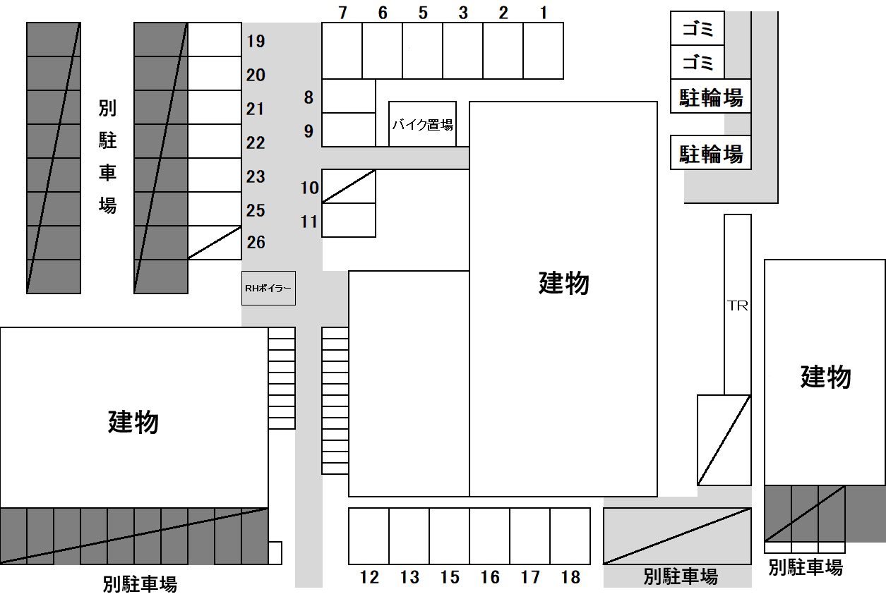 3D・GROSS駐車場の駐車配置図