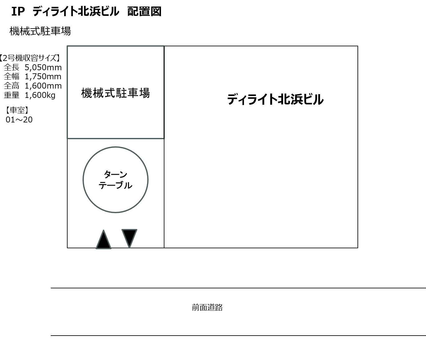 IP ディライト北浜ビル駐車場の駐車配置図
