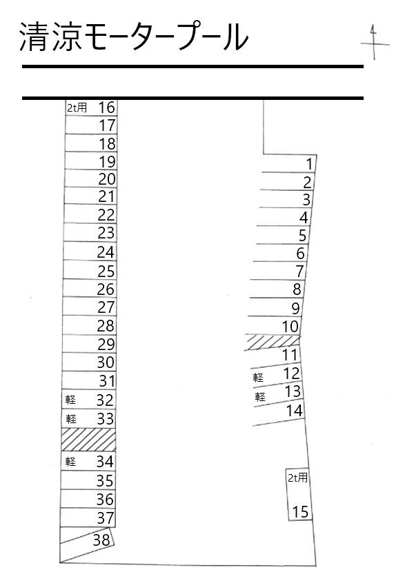 清涼モータープールの駐車配置図