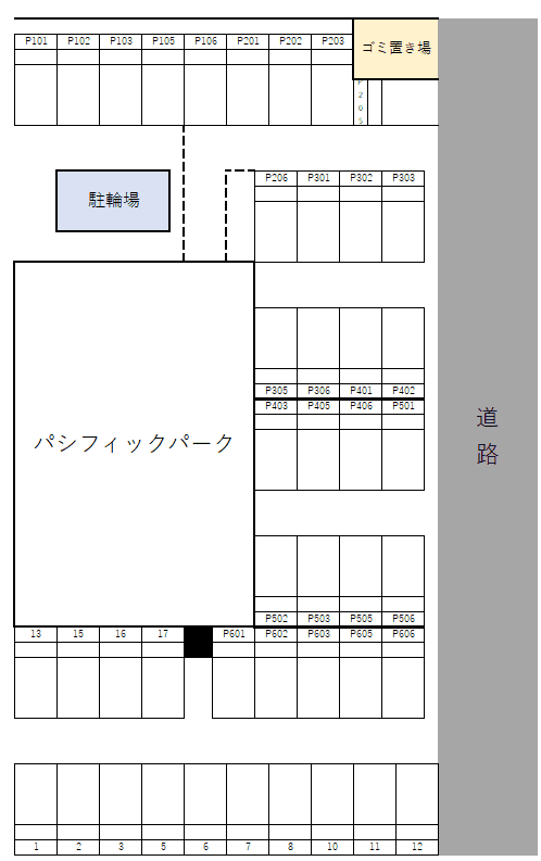 パシフィックパークの駐車配置図