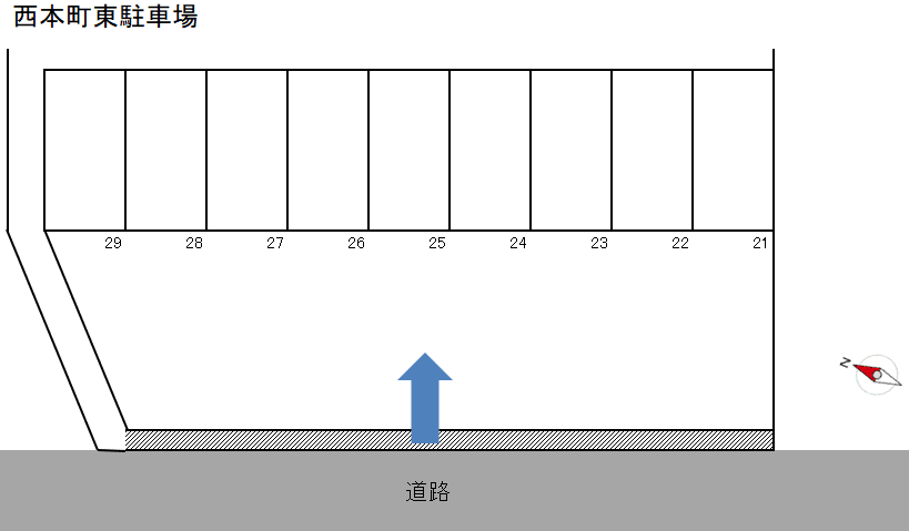 西本町東駐車場の駐車配置図