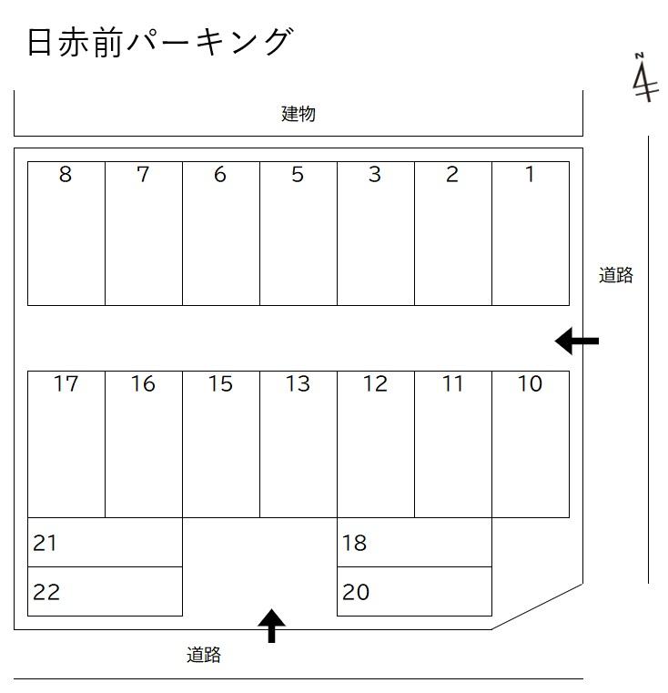 日赤前パーキングの駐車配置図