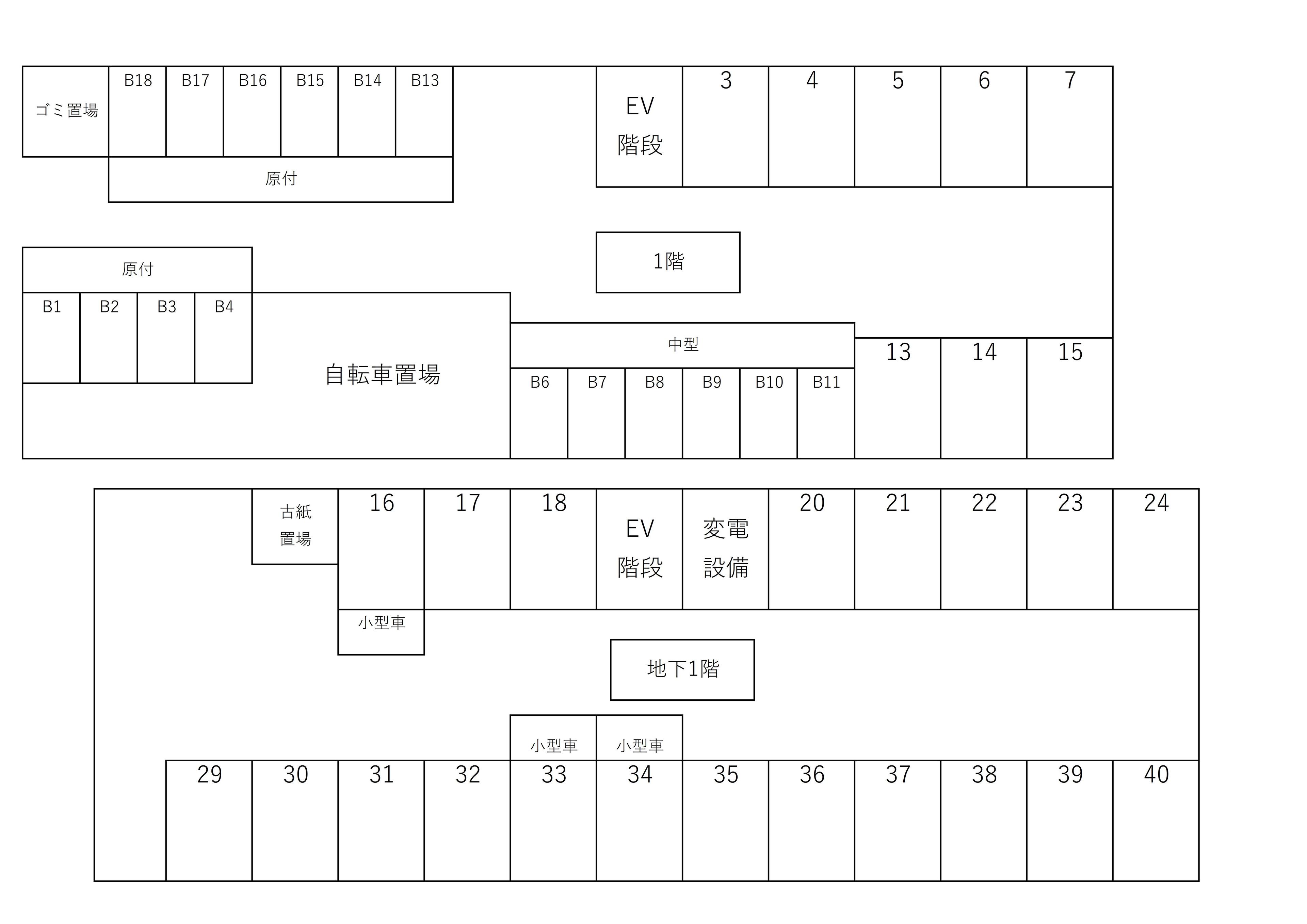 サニーパーク小坂駐車場の駐車配置図