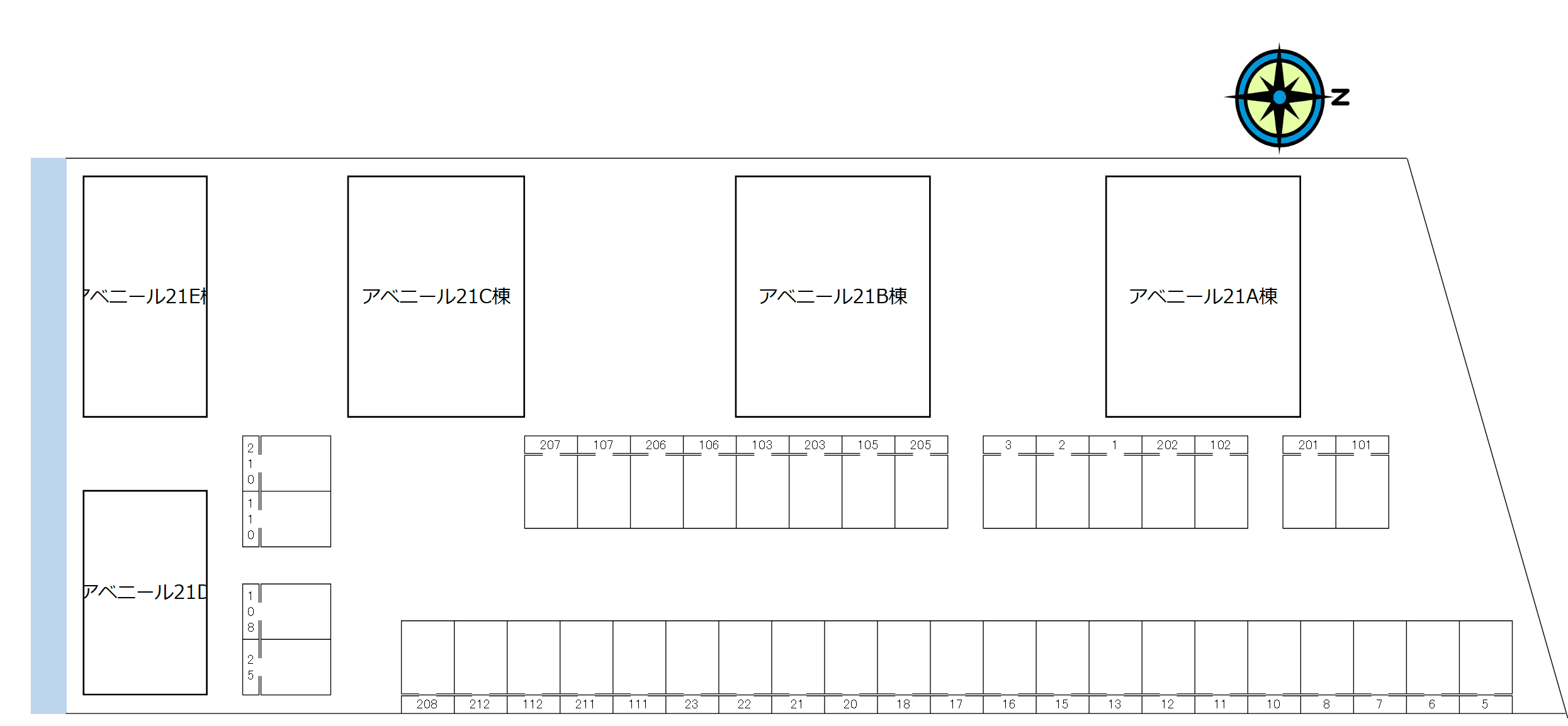アベニール21の駐車配置図