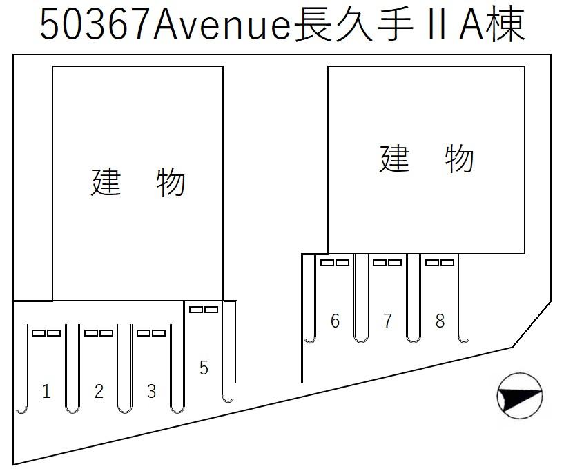 Avenue長久手Ⅱ A棟の駐車配置図