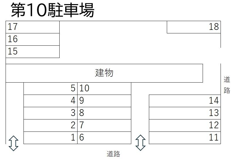 第10駐車場の駐車配置図