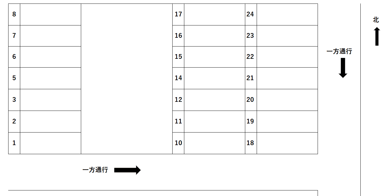弥生町駐車場の駐車配置図