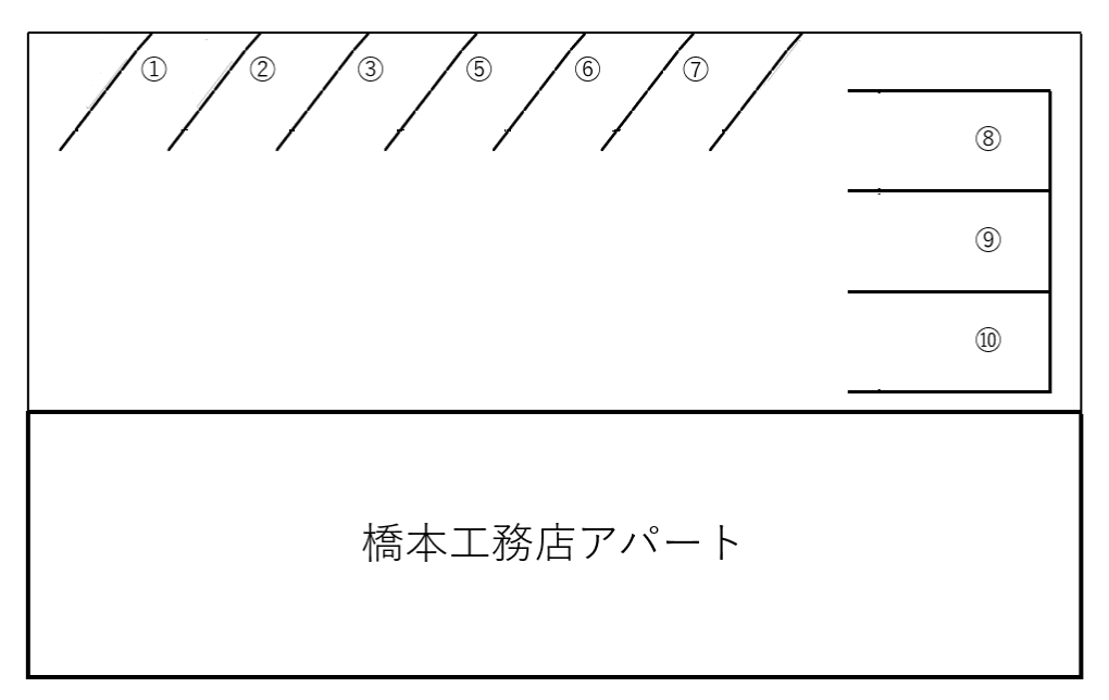 橋本ガレージの駐車配置図
